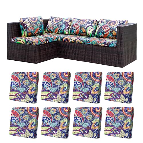 Image of BIETYONE 8Pcs Stretch Patio Cushion Covers,Outdoor Couch Covers Replacement,Outdoor Couch & Sofa Slipcovers,for Patio Furniture Cushion Covers,Washable Reusable urniture Protector (Rococo,Cover Only)