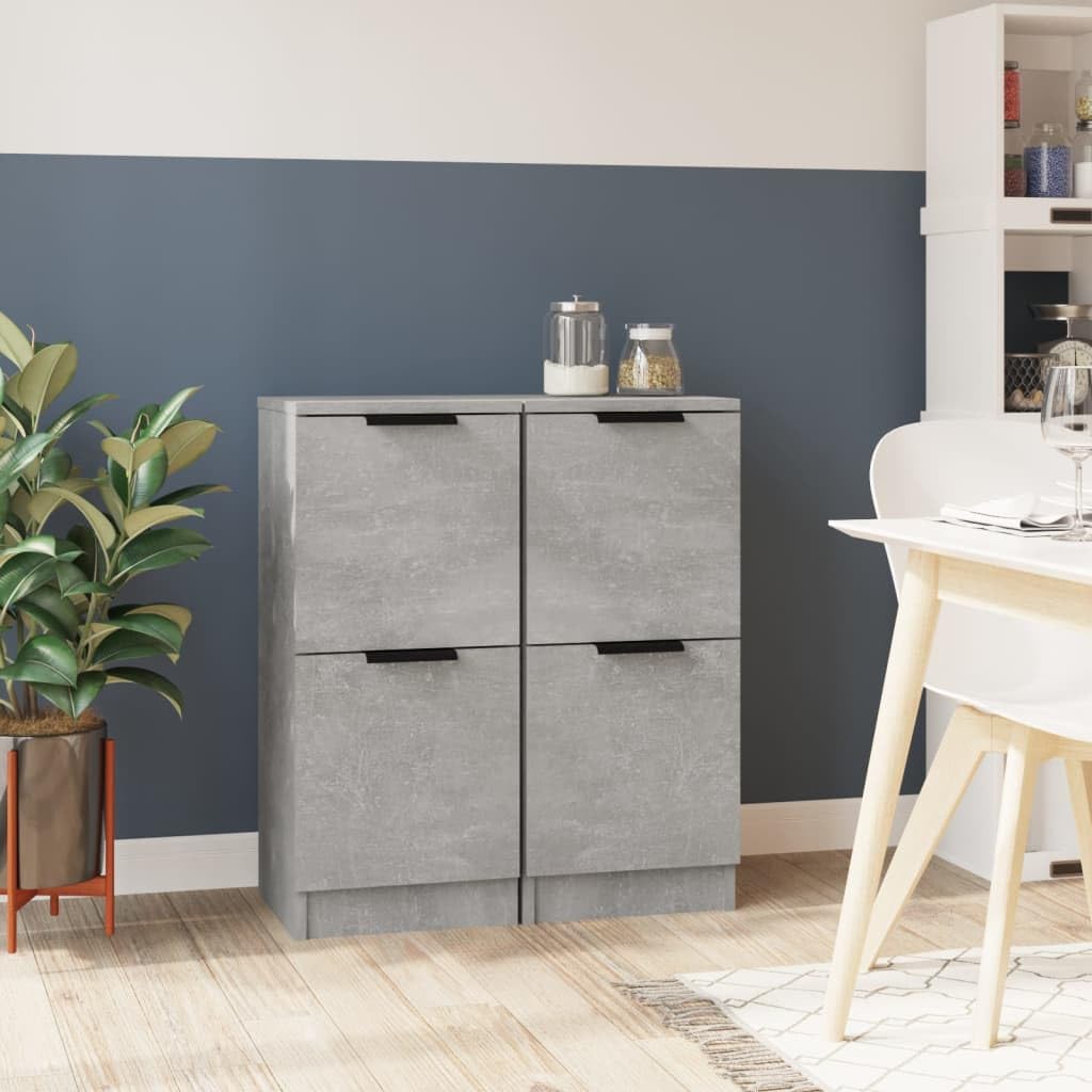 vidaXL 2X Buffets Armoires Latérales Organisateurs de Maison Meubles de Rangement Salon Intérieur Gris Béton 30x30x70 cm Bois d'Ingénierie