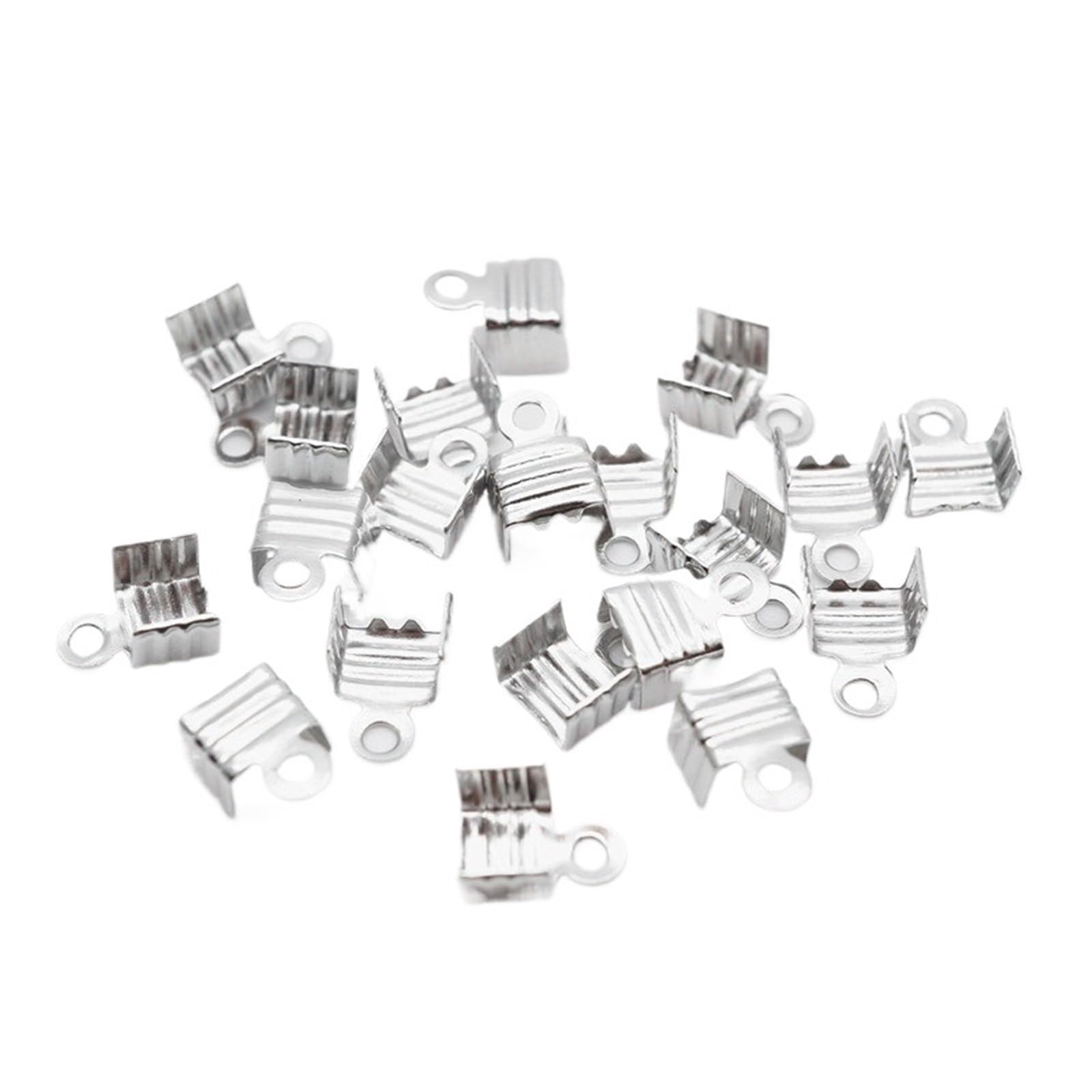 Koraliki zaciskane 1000 sztuk żelazne składane zaciski końcówki przewodów biżuteria do skórzanych elementów biżuterii o grubości 3mm 4mm 5mm(Dull silver,5mm(Width))