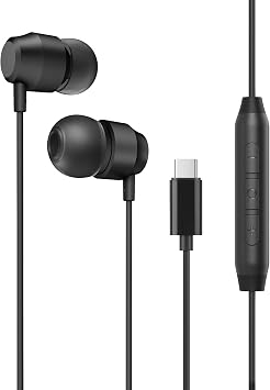 PALOVUE USB C Headphones Earbuds, in-Ear Type C Magnetic Earphones with Microphone Compatible for Samsung Galaxy S23 S22 S21 Ultra S20 FE Note 20 10 A53 A54, Google Pixel 7 6 5 4, One Plus, Black