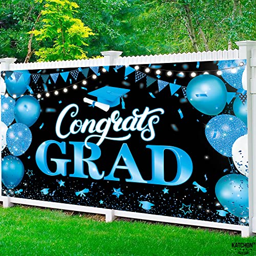 Image of Graduation Decorations 2026 Congrats Grad Banner - 72x44 Inch, Congratulations Backdrop | Graduation Banner Blue and Black Grad Party Decorations Class of 2026 Decorations, KatchOn