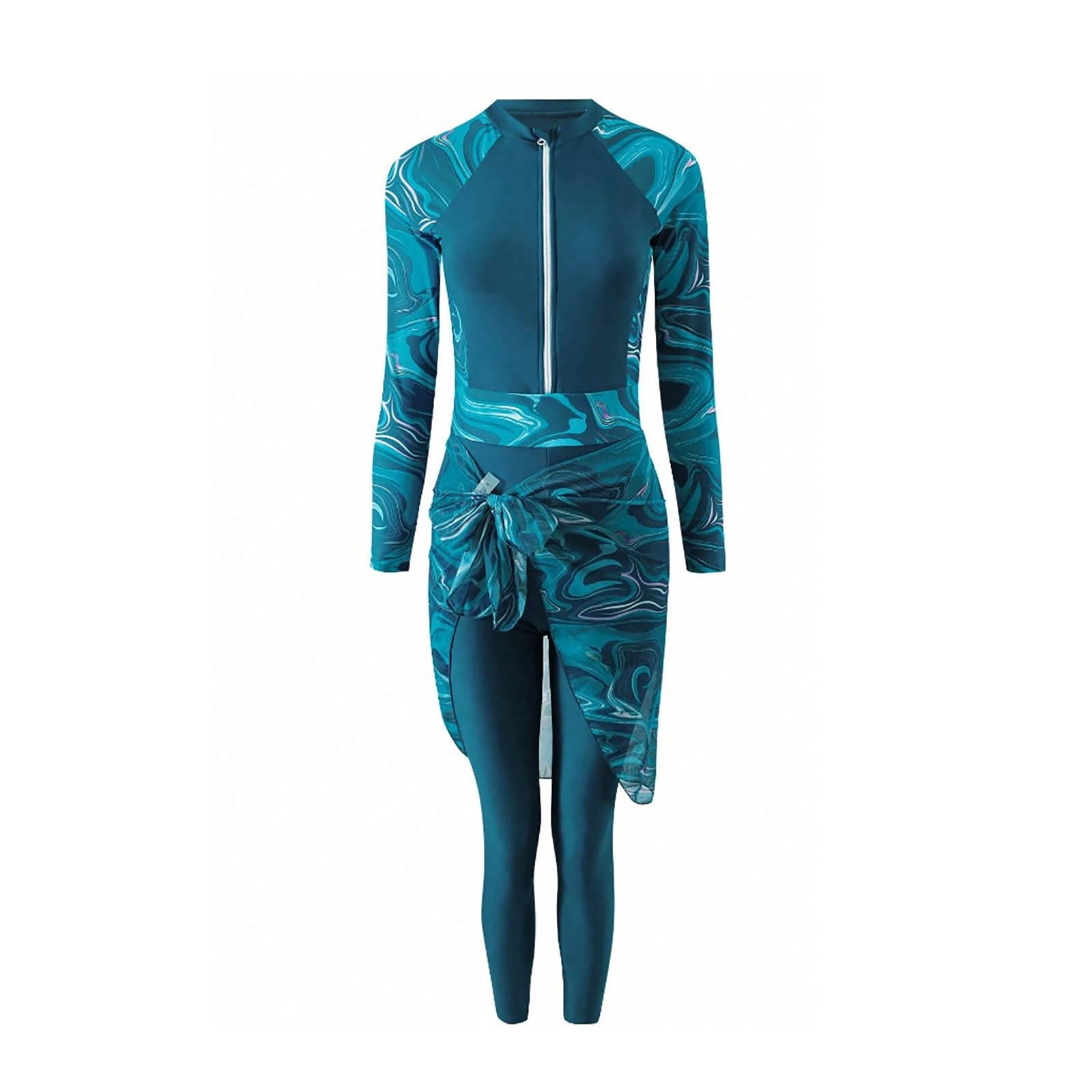 Burkini Mujer Musulmana Protección Solar Cuerpo Completo 3 Piezas Manga Larga Traje Baño