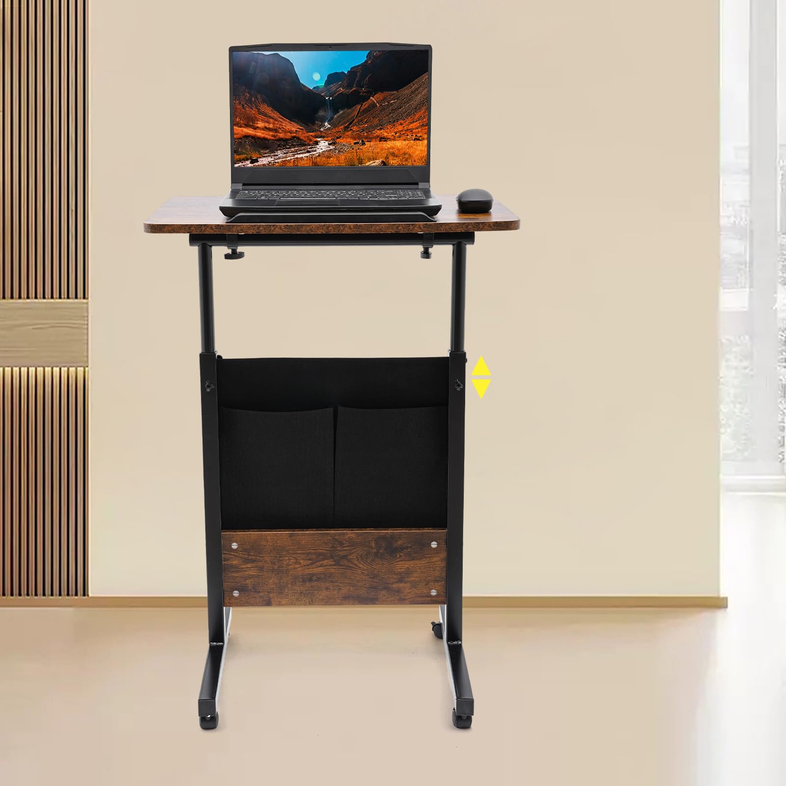 Adjustable Height Standing Desk Rolling Laptop Desk with Wheels and Storage Bag 180 Degree Flip Laptop Computer Desk — view 5