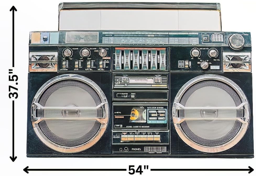 Fun Express Awesome 80's Boom Box Stand Up - Over 4 feet Long - I Love The 1980's Party Decor - 1 Piece - Brown