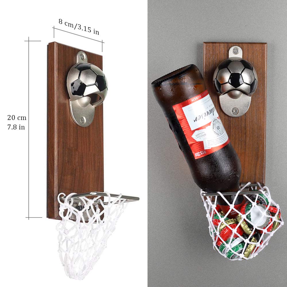 Fußball-Flaschenöffner mit Kappenfänger, magnetischer Kühlschrank-Pasten-Flaschenöffner, ideales Geschenk für Fußballfans und Bierliebhaber, Verwendung als Bar-Dekoration