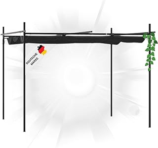 DELUKE® Terrassenüberdachung mit Schiebedach OLIMP | Anthrazit 295x292x230cm | Pergola Garten Pavillon Rankhilfe Sonnenschutz Gartenpergola Gartenpavillon mit Sonnendach