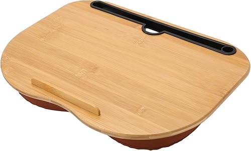 Escritorio para laptop, mesa de cama de bambú para laptop con almohada para dormir hasta la rodilla, escritorio portátil con tira antideslizante,