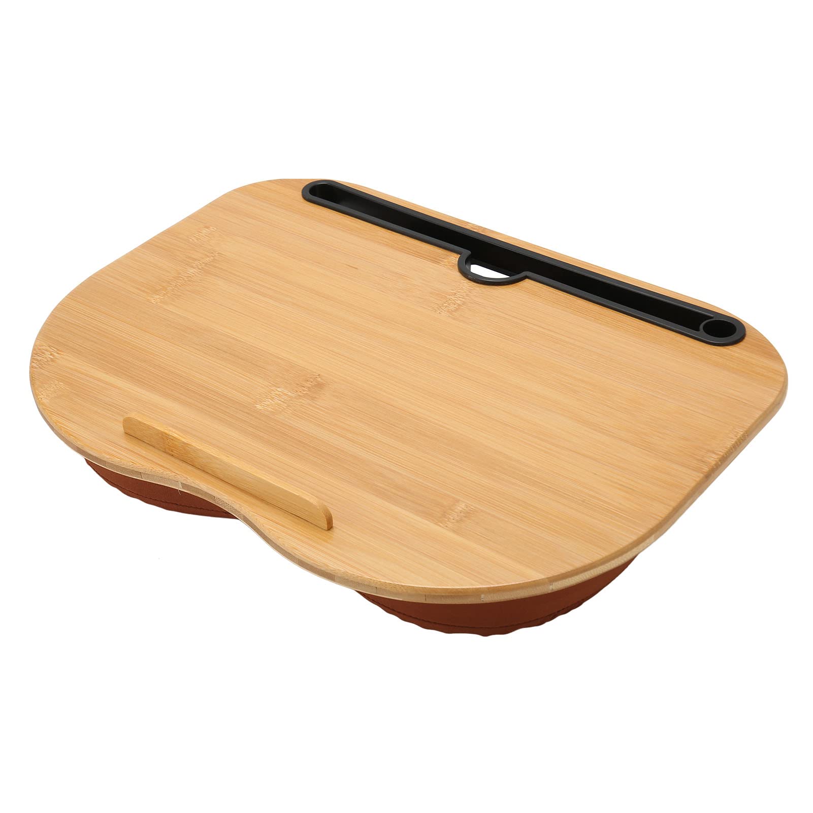 Bureau D'ordinateur Portable en Bois avec Coussin Amovible Ergonomique pour Ecran 15 6 Pouces Hauteur Reglable Utilisation sur Les Genoux Et Canape