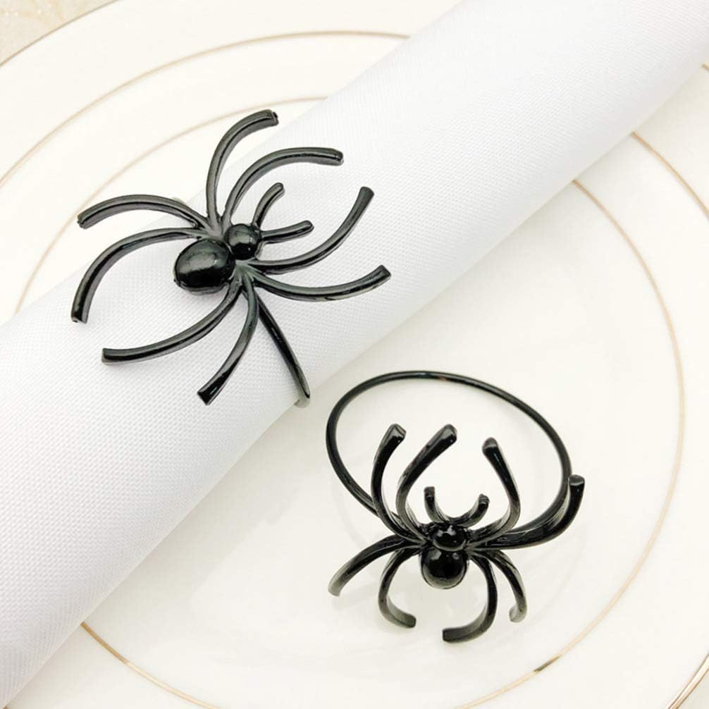 TOYANDONA 6pcs Spider Napkin for Halloween Alloy Napkin Holders Electrophoretic Coating Table Decoration for Restaurants Hotels and Home Dining