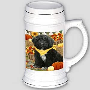 Amazon.com: Fall Autumn Greeting Cockapoo Dog with Pumpkins Beer Stein ...