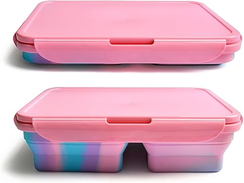 Miniatura 7 de Caja Bento plegable para adultos, niños, 3 compartimentos, hogar, oficina, escuela, trabajo, comidas para llevar, almuerzo, aperitivos, portátil,
