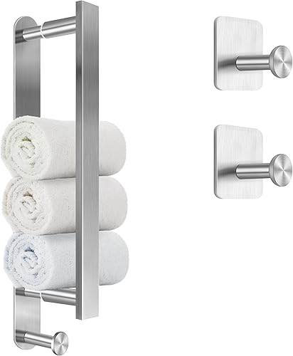 Toallero, barra de toalla retráctil, toallero de baño de 16 pulgadas, montaje en pared autoadhesivo, barra de toalla de acero inoxidable con