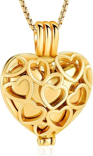 Collar con medallón de cremación conmemorativa con corazón eterno con mini urna para cenizas de seres queridos