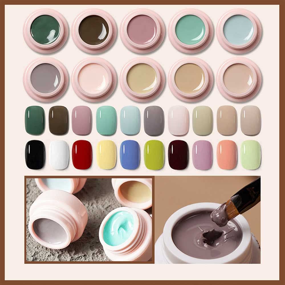 kit esmalte semipermanente de gel en crema sólida, pintura de kit uñas semipermanentes para uñas uv kit esmalte uñas de gel para arte uñas Negro Nude Marrón Rojo Rosa Azul Verde Blanco