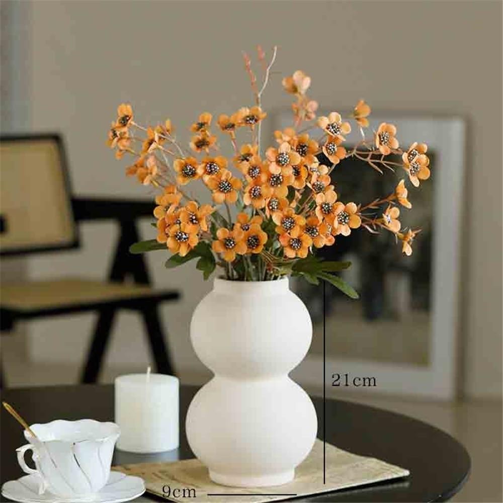 Sztuczne kwiaty White Ceramic Vase Yellow Small Plum Fake Flowers Simulation Flower Arrangement Indoor Sztuczne kwiaty