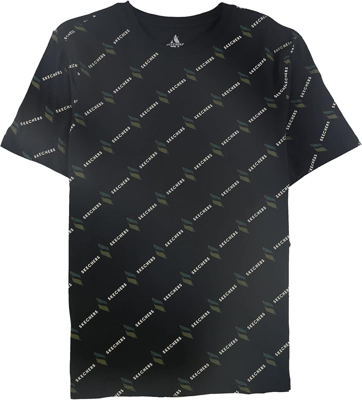 Skechers remera gráfica con estampado de logotipo para hombre, negro, mediano