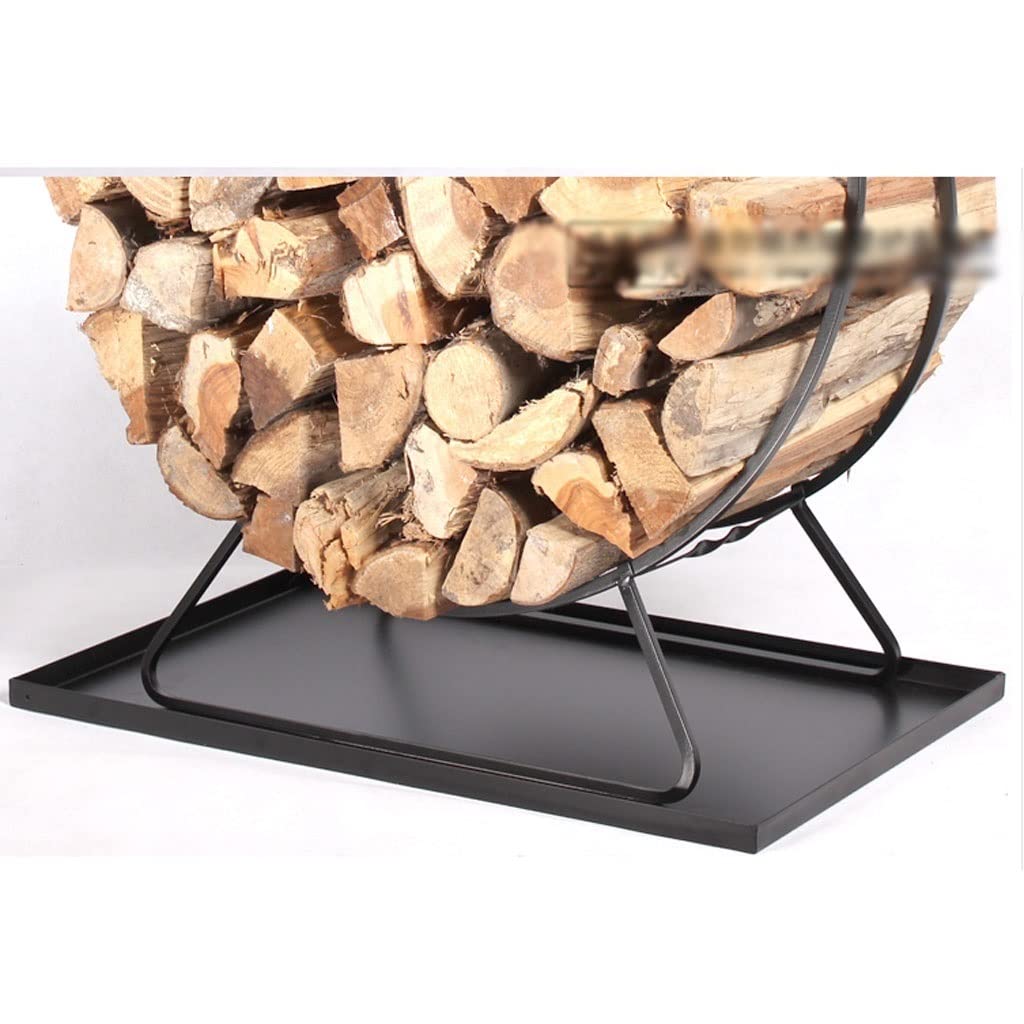 Holzlagerung Kamin Holzstruktur Kaminzubehör Holz Stapeln Indoor und Outdoor Brennholz Racks Schwarz Eisen Metallrahmen Brennholzregal (Color : Black)