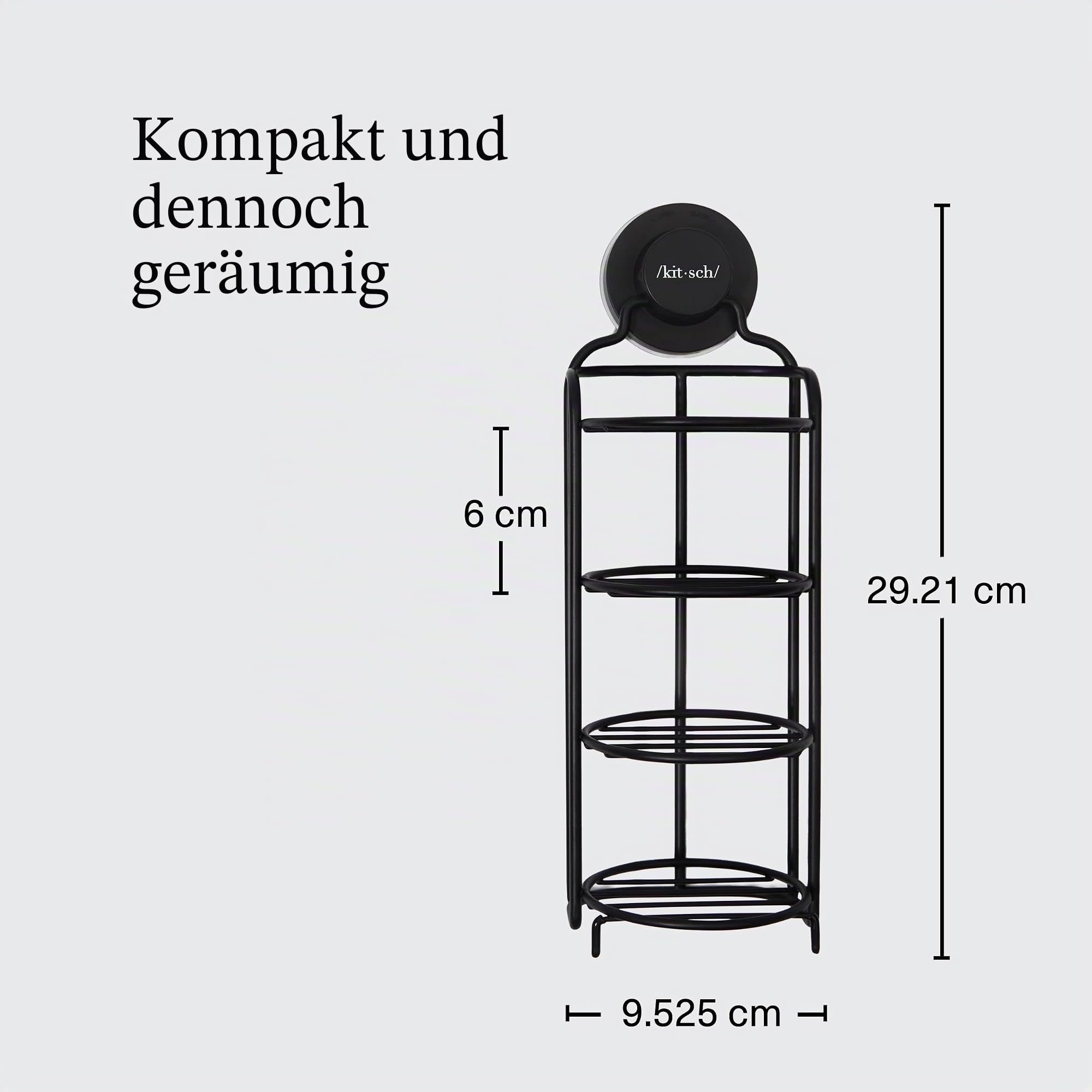 Kitsch Selbstentleerender Duschkorb – Badezimmer-Dusch-Organizer mit Saugnapf | Rostfreies Duschregal & Bar-Seifenhalter für Dusche | Seifenschale für Dusche | Bar-Seifenhalter für Dusche (schwarz)