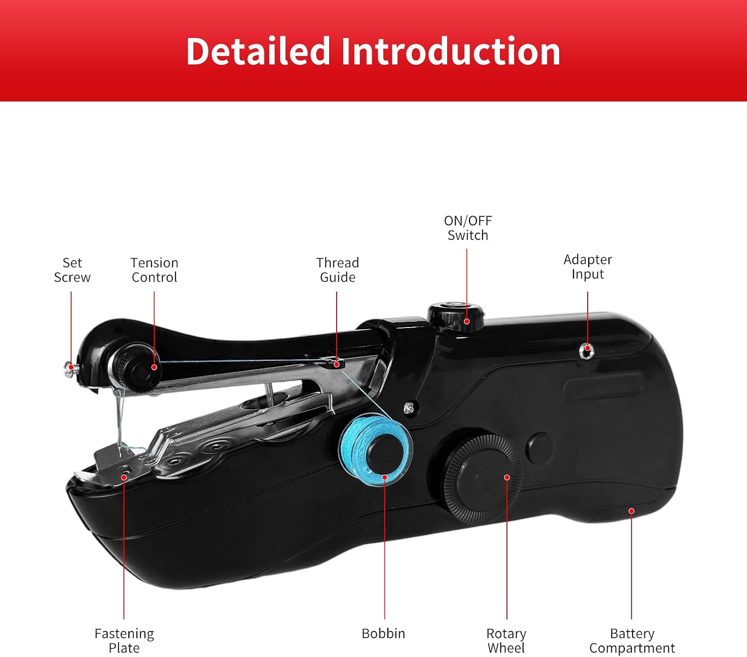 Handheld Sewing Machine, Mini Cordless Electric Sewing Kit, Black