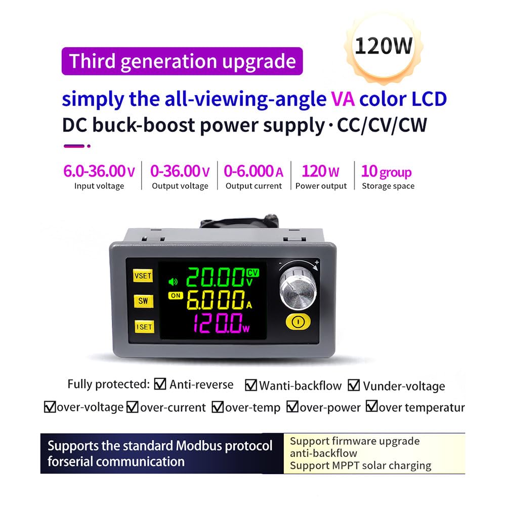 DC Boost Buck Convertisseur de Tension Réglable Régulateur de Tension DC6-36V 120W Commande Numérique Tension de Levage Tension Constante Courant Constant Module d'alimentation avec Affichage LCD.