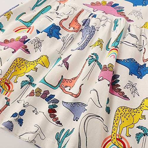 Hongshilian Toddler Girls Cotton Casual Dress Cartoon Print Short Sleeve Dress Girls Summer Sundress 2-7 Years4