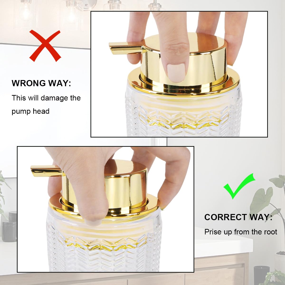 Schaumseifenspender, Glasschaum-Handseifenspender mit Pumpe, 284 ml, Badezimmer, nachfüllbar, flüssige Lotion, Pumpe, cremiger Schaumflaschenbehälter für Küche, Arbeitsplatte, Dekor (1