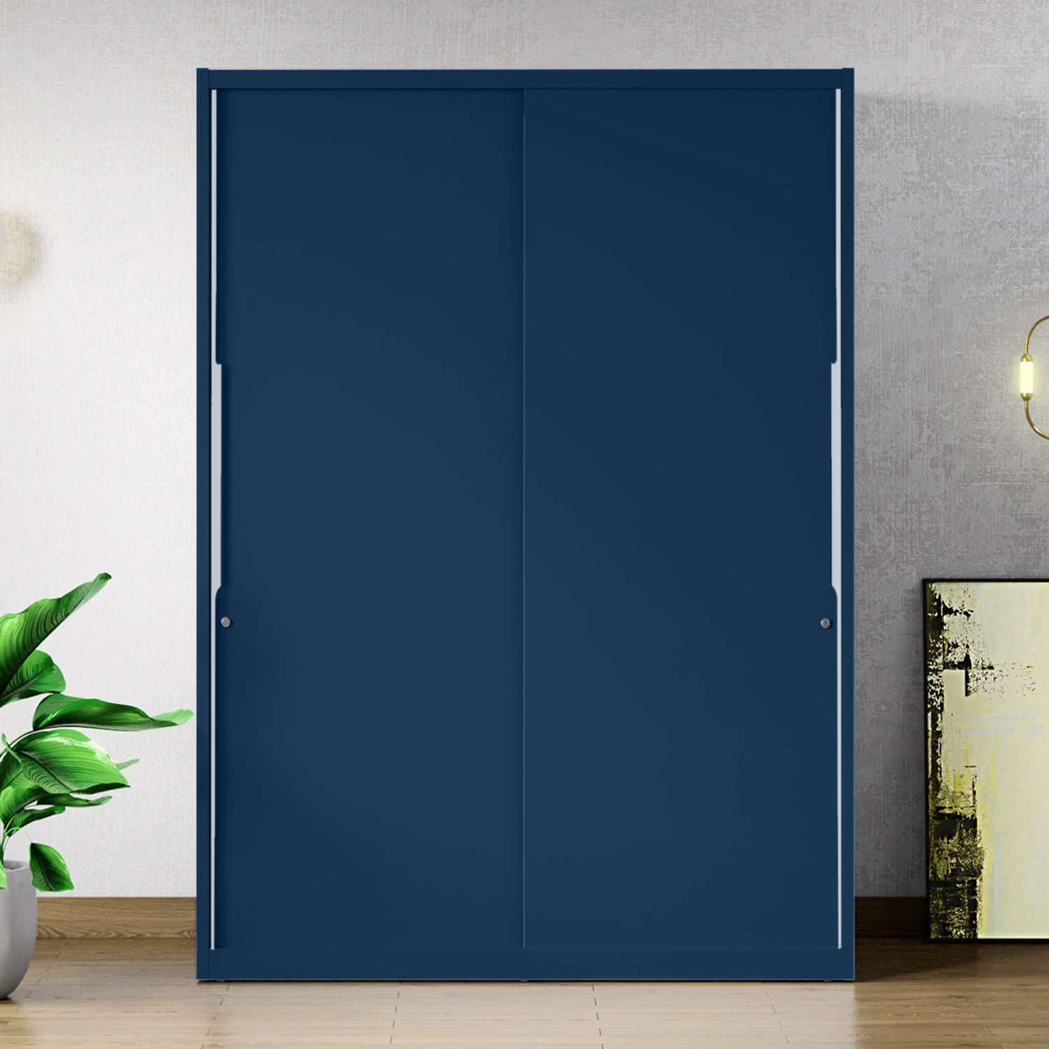 GODREJ INTERIO Almirah Slide N Store Pro Plus 2-Door Steel Sliding Wardrobe for Clothes (Textured Phiroja Blue), 1-Year Warranty, 7 Shelves, 2 Drawer