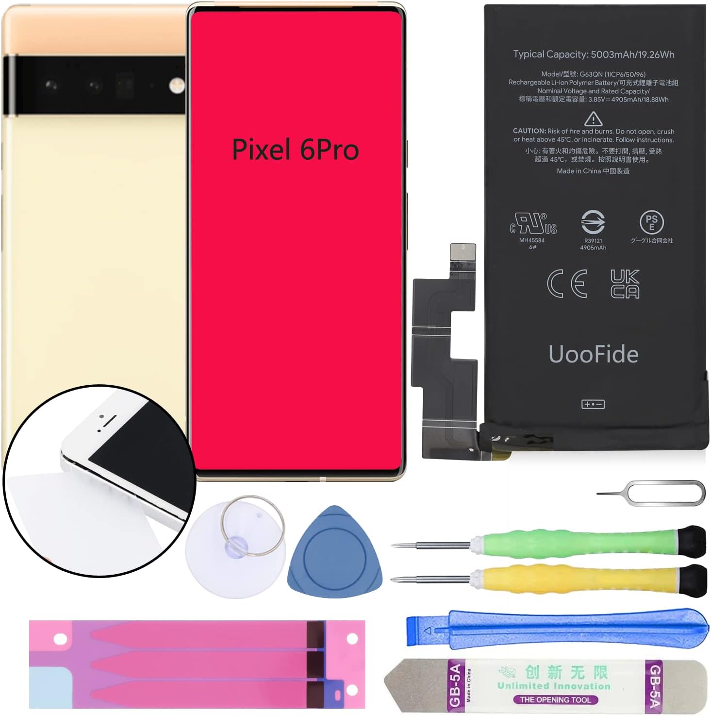 UooFide for Google Pixel 6 Pro Battery Replacement, Compatible with HTC Google Pixel UooFide for Google Pixel 6 Pro Battery Replacement, Compatible with HTC Google Pixel