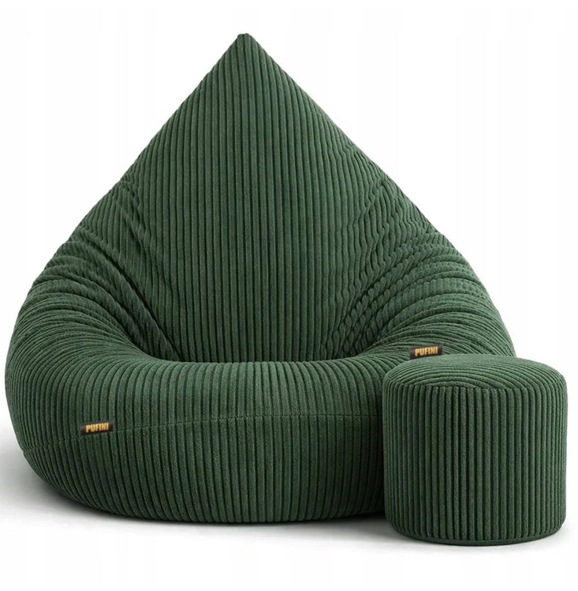 Puff Salon con Reposapiés 95x95x120 cm - Puff con Relleno Incluido para Interiores - Bean Bag XXL de Pana para Adultos y Niños - Decoracion Habitacion para Salón y Dormitorio