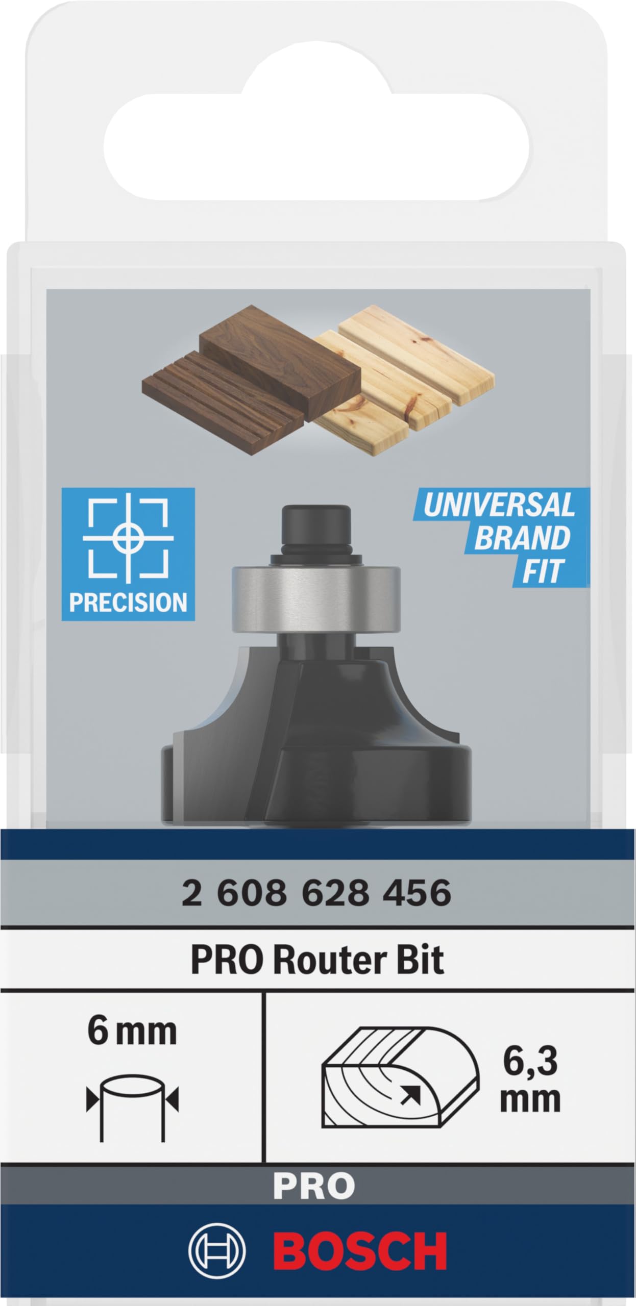 Bosch 1x PRO Abrundfräser (für Weichholz, Hartholz, Ø 25,4 mm, Professional Zubehör Handfräse, Kantenfräse) (Packung mit 2)