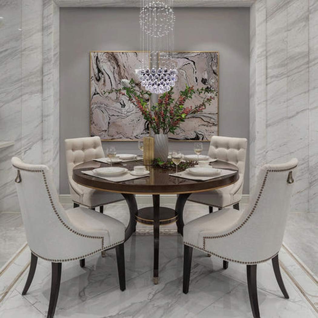 Frее Shірріng Ovеr $50 LED Modern Fandelier White Chandelier K9 Crystal Ball Chandeliers Cylinder Flush Mount Ceiling Pendant Lighting Fixture for Foyer Stairway Dinning Room,Bathroom,Living Room,Bedroom 6 GU10 Bulbs