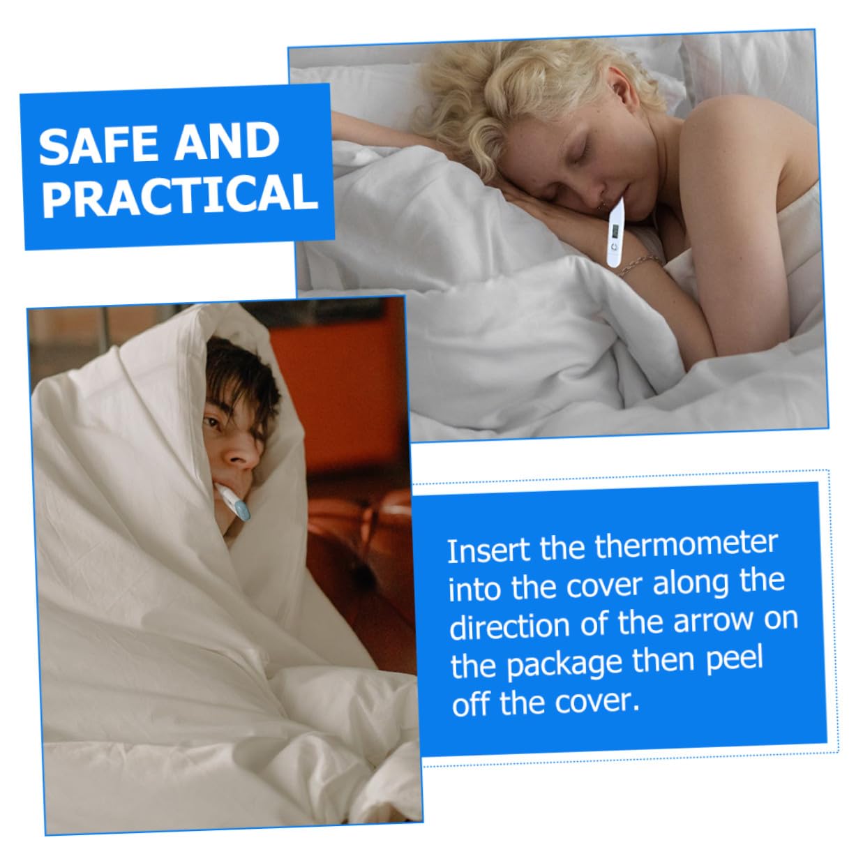 200pcs Disposable Protective Sleeves Thin Film Disposable Covers for Rectal Thermometers Home Use