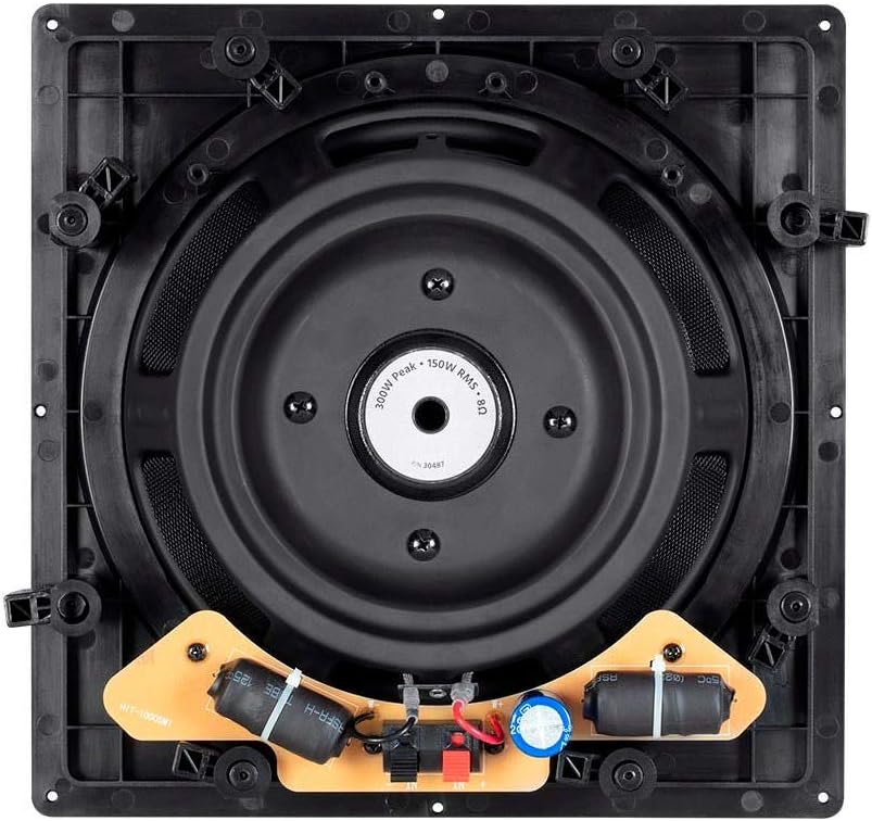 Monoprice Carbon Fiber In-Wall Speaker - 10 Inch (Each) 300 Watt Subwoofer, Easy Install For Home Theater - Alpha Series,Off-White