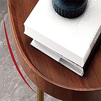 Vista 8 de Mesa de centro pequeña en forma ovalada de madera Mesa auxiliar Mesa auxiliar Mesa auxiliar Mesa auxiliar de dormitorio de moda Dorado marrón