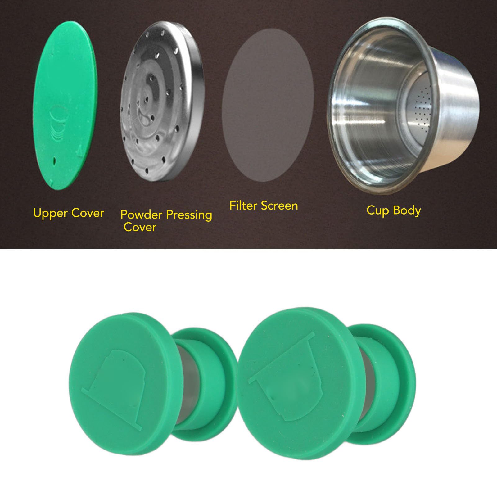 Cápsula de café Recargable, Cápsula de café Reutilizable de Acero Inoxidable con Tapa de Silicona, Fácil Llenado y Limpieza, Diseño de Extracción Uniforme para Usuarios de Máquinas de