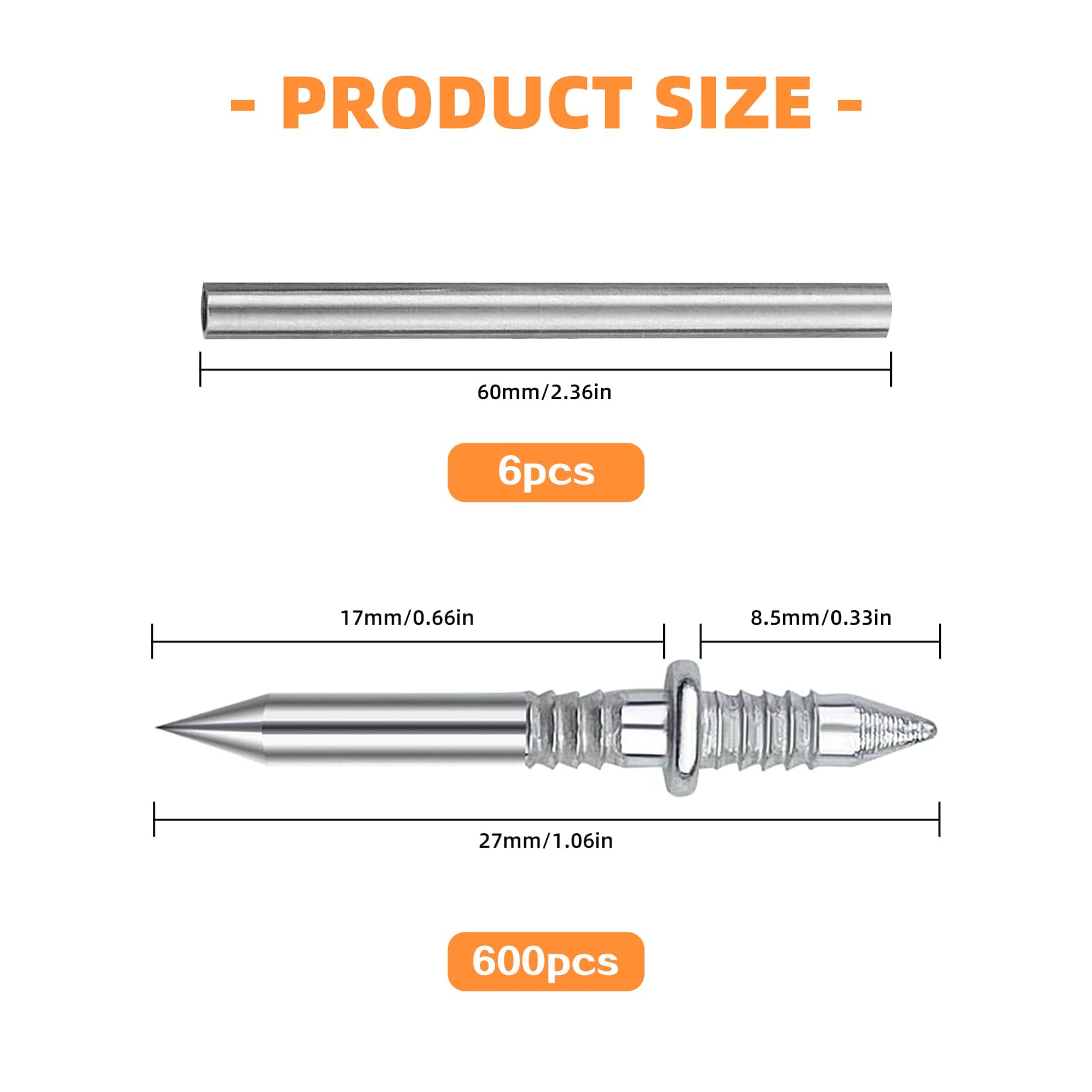 600 chiodi senza cuciture con filo per base a doppia testa, chiodi in cemento, battiscopa Invisible Safety Screws, chiodi in acciaio, chiodi decorativi per pareti in cemento, con strumento specifico