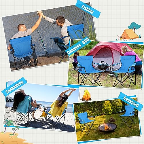 Image of HaSteeL Foldable Camping Chair Set of 2, Folding Camp Chairs & Carrying Bags for Adults, Portable for Lawn, Outdoors, Fishing, Hiking, Travel, Picnic, Beach, Oversized & Supports 275lbs (Blue)