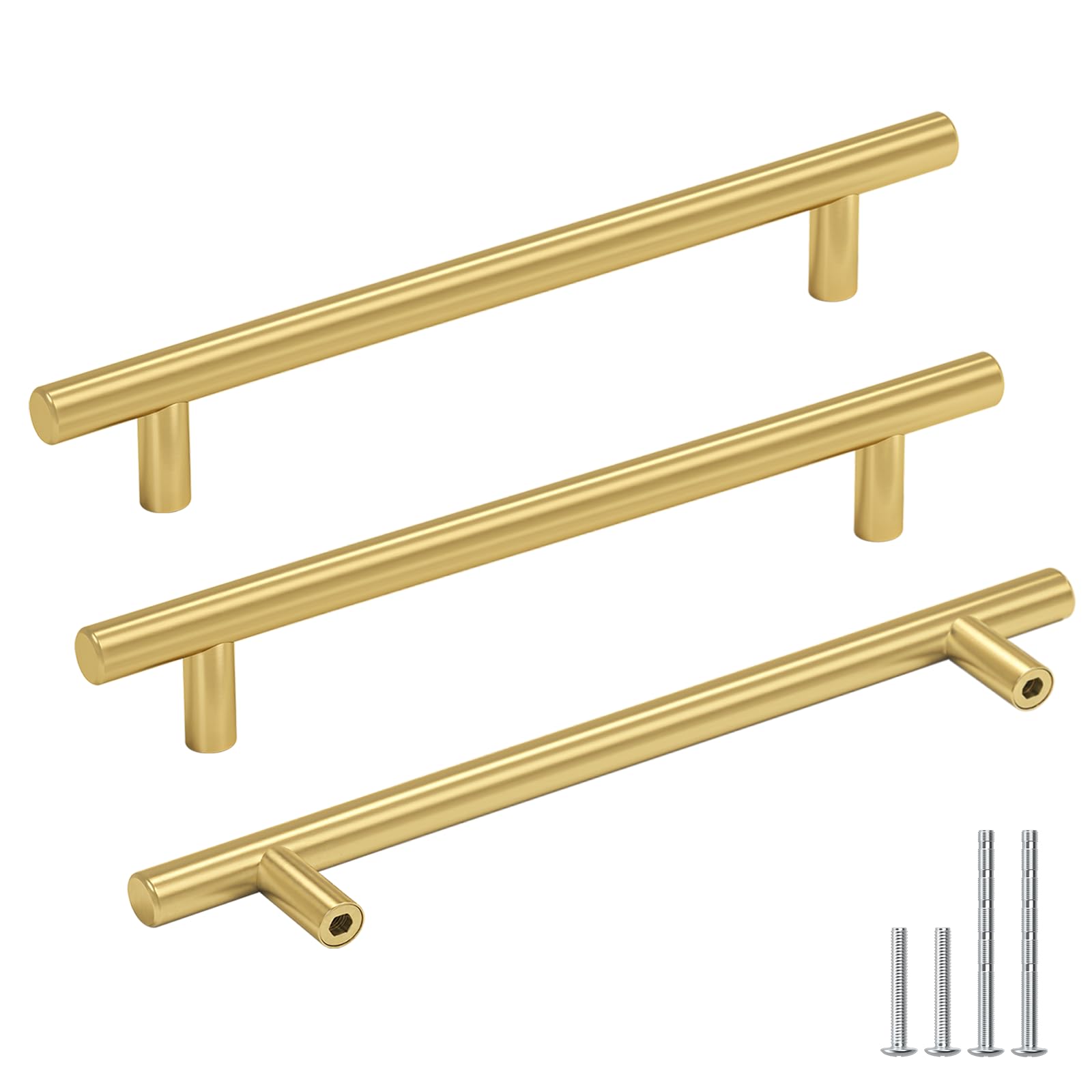 goldenwarm - 15 maniglie per mobili/armadi/porte/pensili della cucina, in acciaio inox, color oro, 160 mm