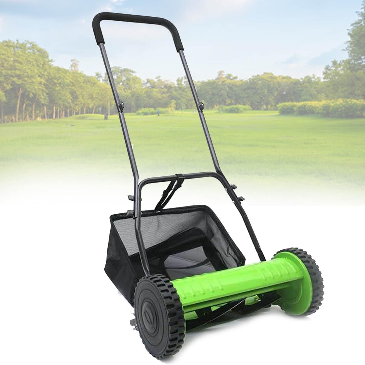 12 Inch Portable Manual Lawn Mower, 5-Blade Reel Lawn Mower with Grass  Catcher, Hand Push Reel Mower, Manual Lawn Mower with Collection Bag