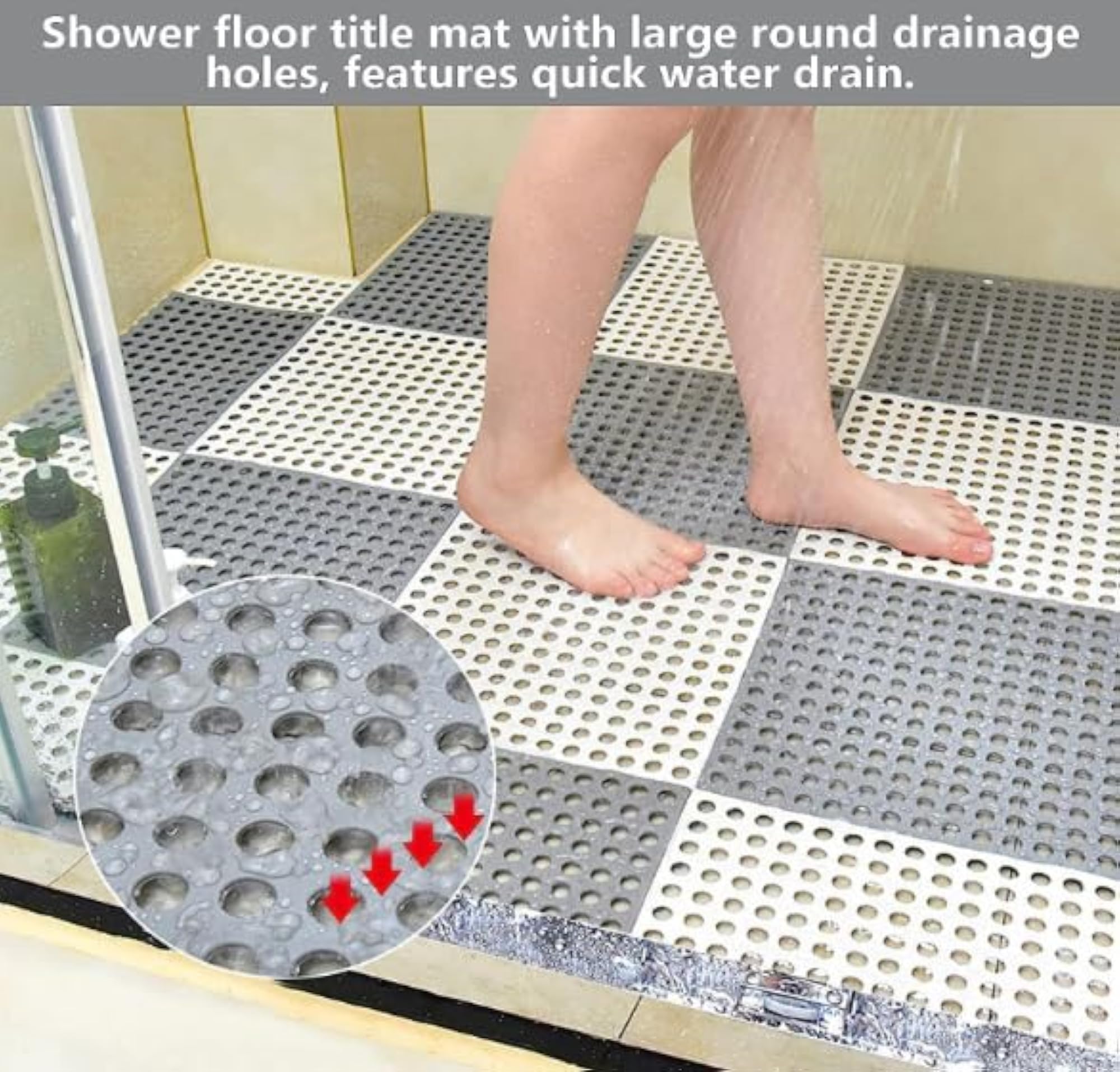 Interlocking PVC Floor Mat Tiles Grey & White