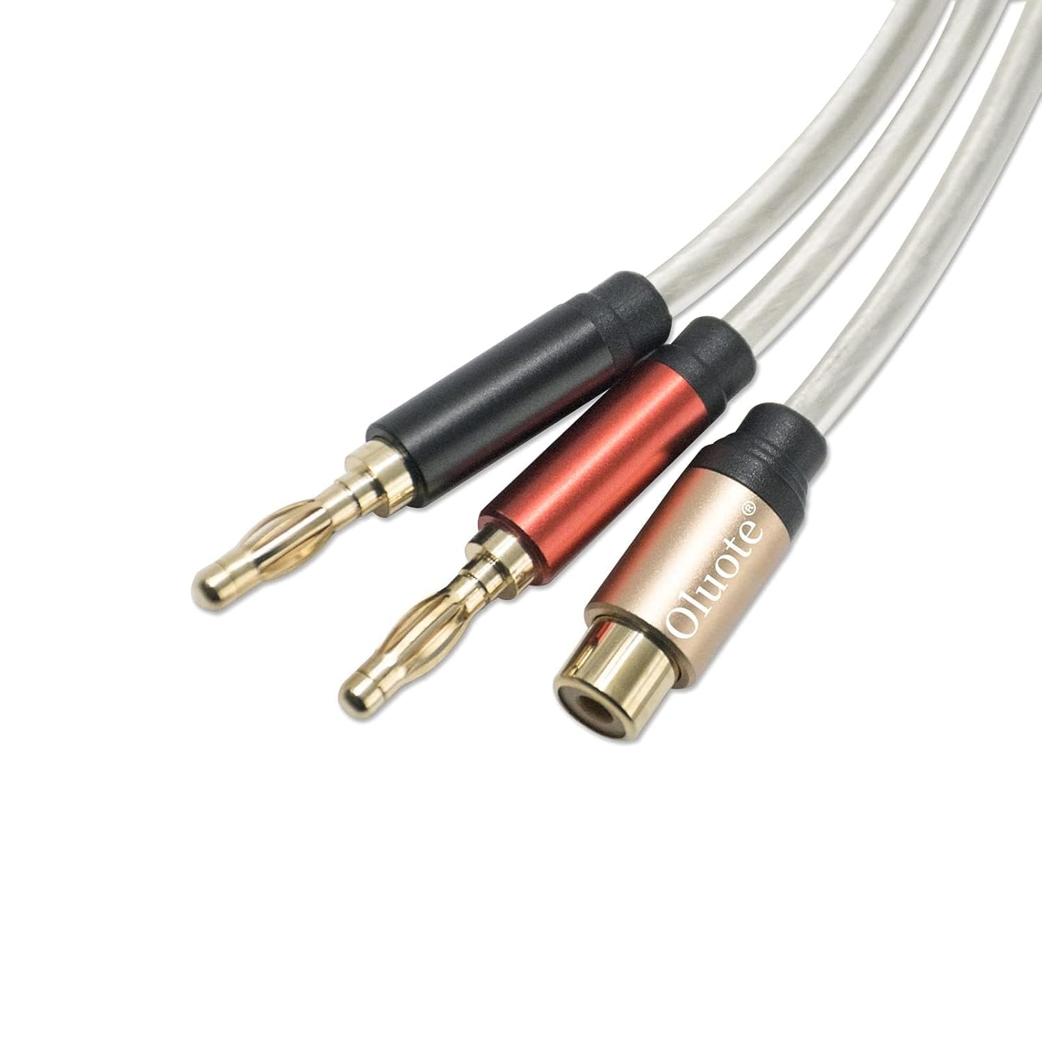 Oluote Lautsprecherkabel, Cinch Buchse auf 2 x Bananenstecker, Audio Verlängerungskabel Banane auf Cinch Ersatzkabel (3m)