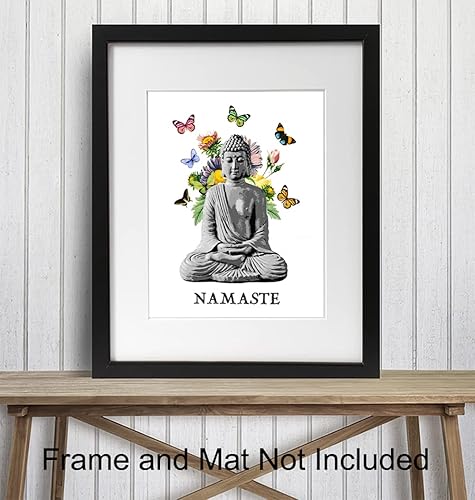 Miniatura 3 de Namaste Buddhism Buddhism Buddha Statue - Foto de 8 x 10 pulgadas, decoración del hogar, sala de meditación, spa o estudio de yoga, regalo boho zen