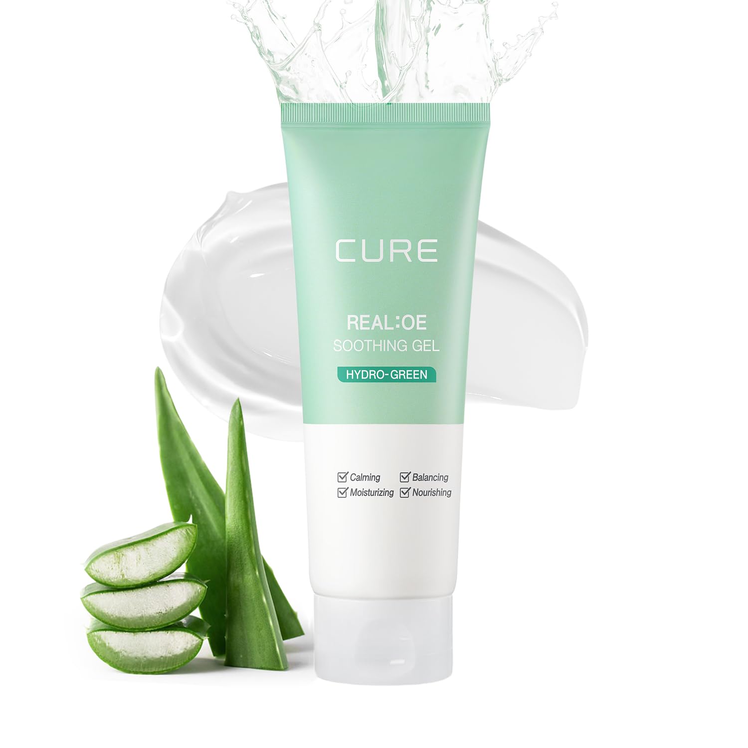 CURE Aloe Vera Gel with 90.52% Leaf Juice, Soothing & Hydrating Korean Skin Care for Sun-Exposed or Dry Skin, 5.07 fl oz, Refreshing Gel Moisturizer