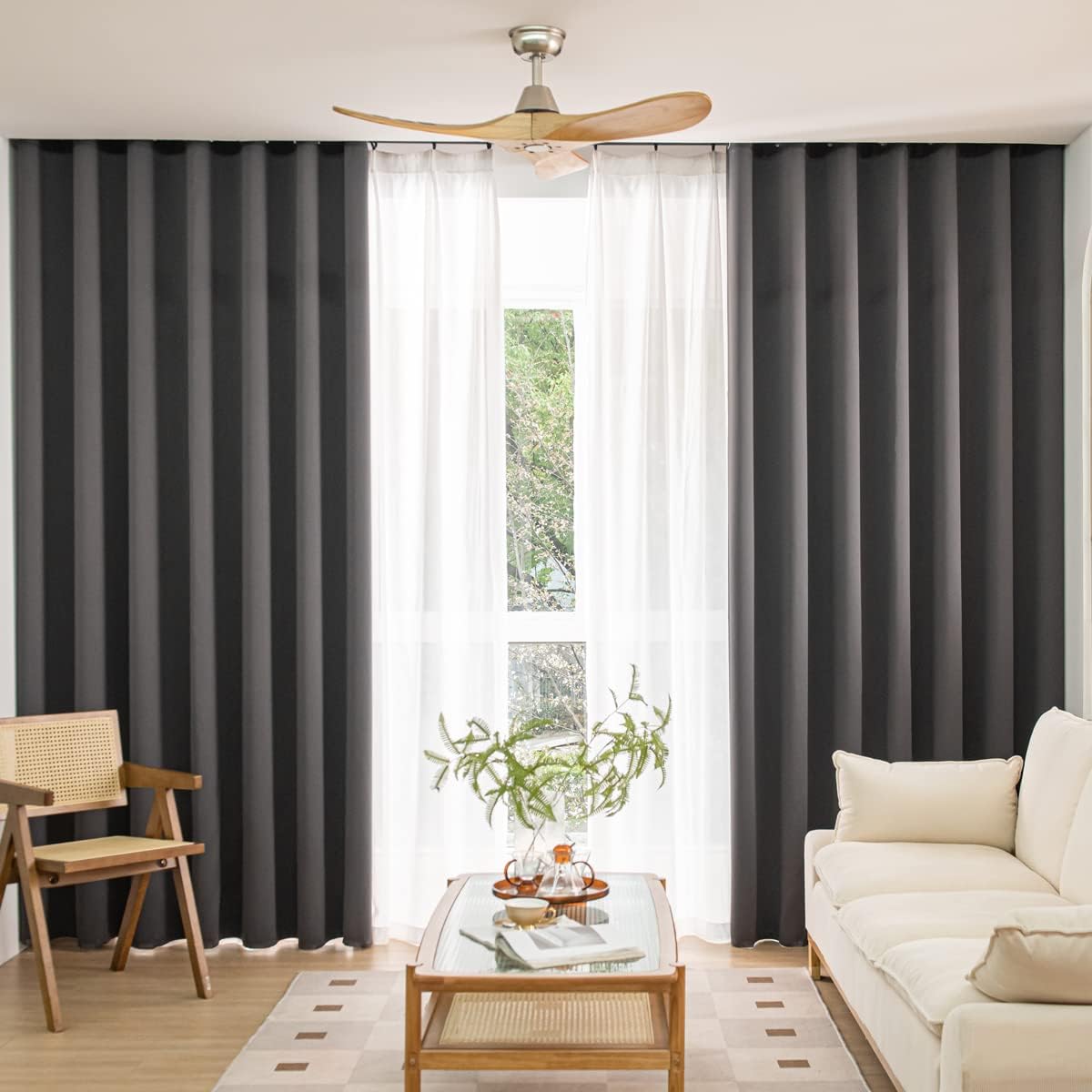 MOONVAN Windows Dark Grey Blackout Curtains 108 inches Long