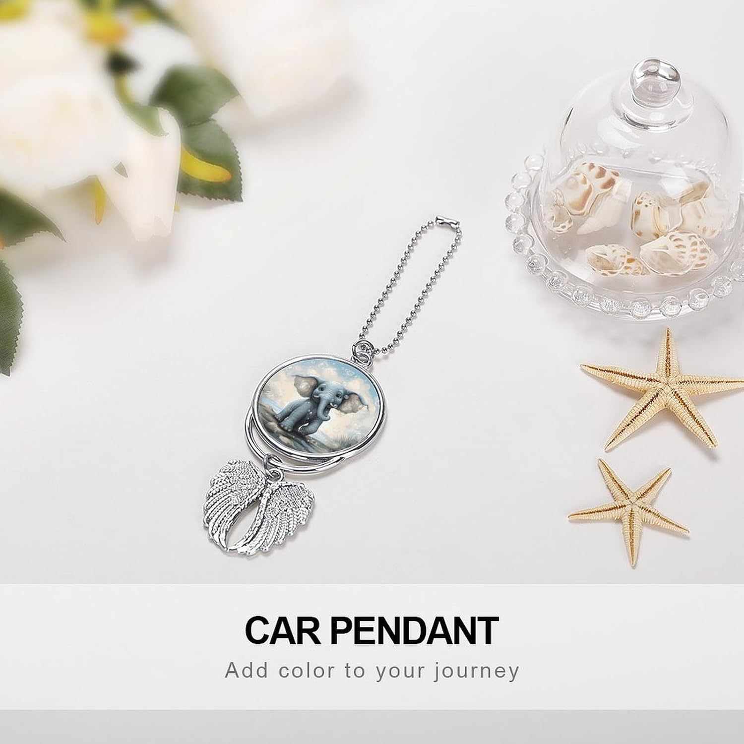 Cute Elephant Play Bubbles Guardian Angel Car Charm for Rear View Mirror image 4