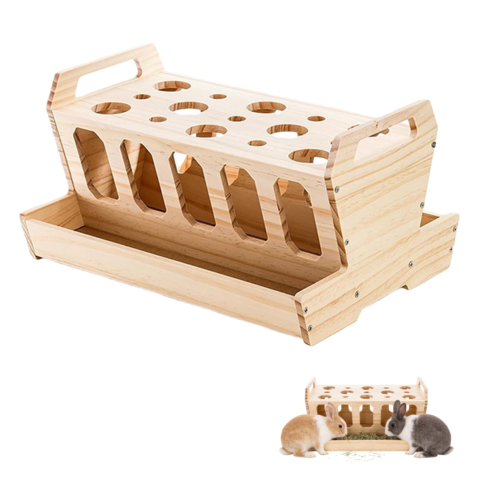 Râtelier à Foin pour Rongeurs, 12*9.4*6.6inch Distributeur de Foin en Bois Grande Capacité, Mangeoire à Foin pour Lapin en Bois, Grand Râtelier à Foin en Boi Lapin pour Lapins Hamsters Cochons d'Inde