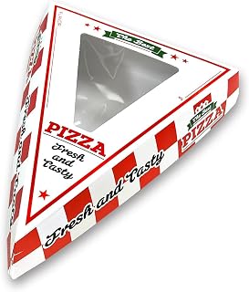 Individual Pizza Slice Box | Disposable with Clear Window | Easy Clamshell, Thick & Sturdy | Microwave & Freezer-safe | 200/Case (6" L x 7.5" W x 1.75" H)