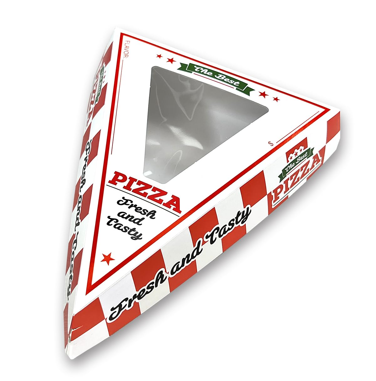 Individual Pizza Slice Box | Disposable with Clear Window | Easy Clamshell, Thick & Sturdy | Microwave & Freezer-safe | 200/Case (6" L x 7.5" W x 1.75" H)