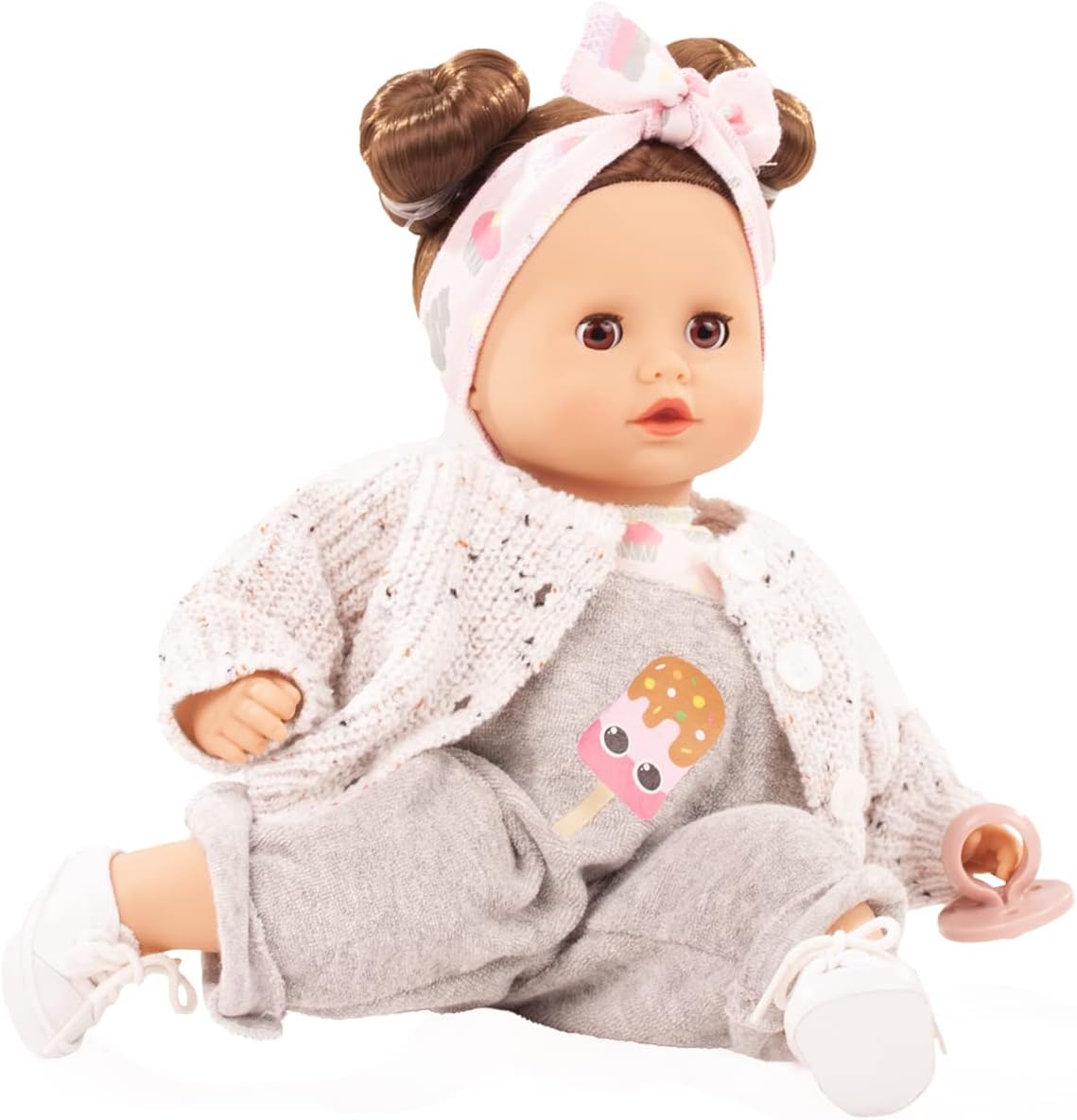 Gotz Muffin Popsicls 13" Soft Baby Doll with Brown Hair to Wash and Style