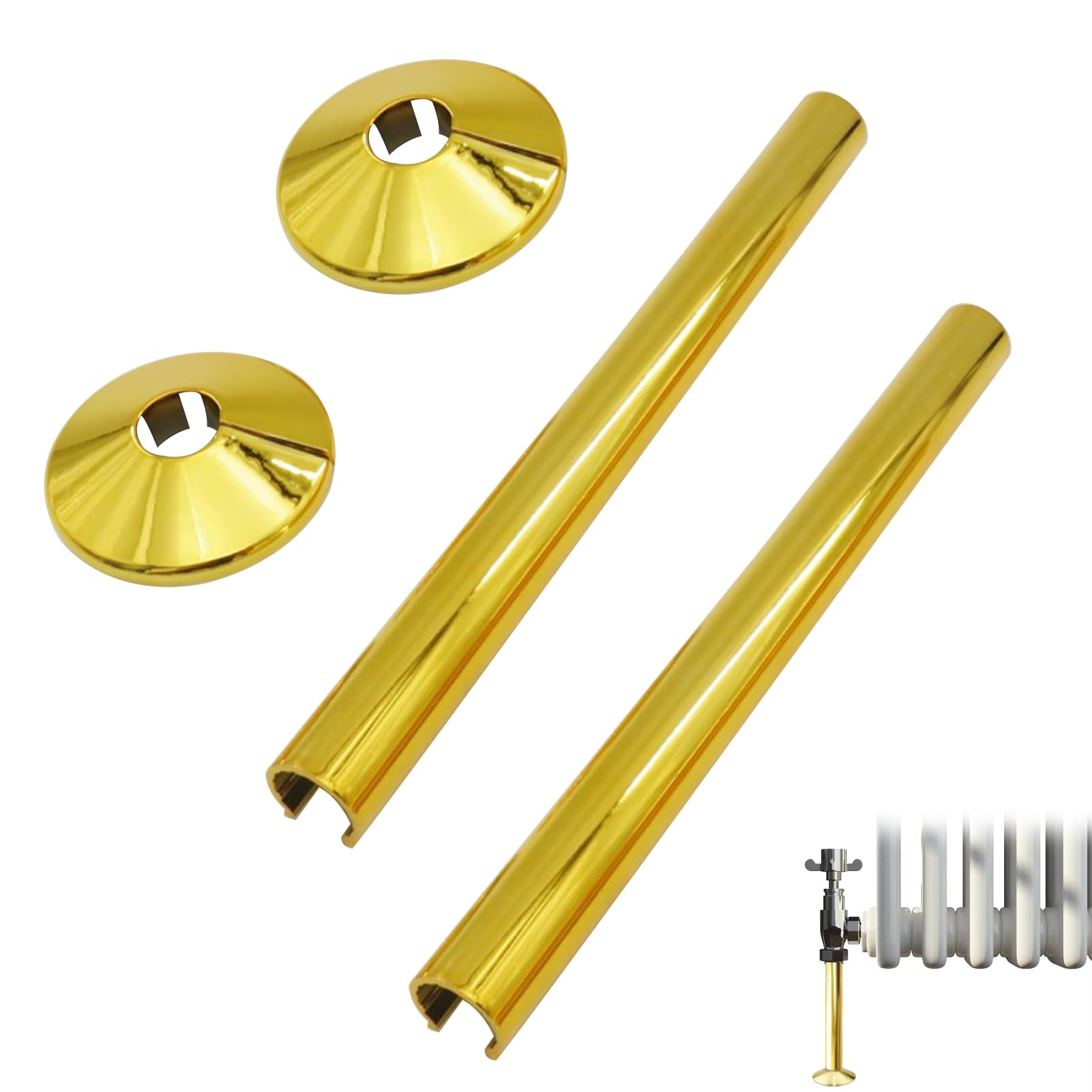 Girihe 2 Pack Radiator Pipe Cover, 15mm Pipe Cover Gold Towel Rail Radiator Pipee Covers